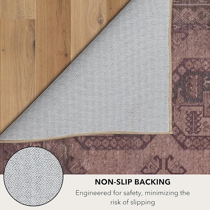 Kuden 2x3 Small Rug, Machine Washable, Non-Slip Backing, Vintage Style, Soft, Low Pile, Area Rugs for Entryway Kitchen Indoor Entrance