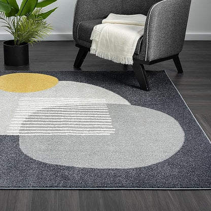 Abani Deco Collection Area Rug - Grey Minimalist Design -7'9" x 10'2"(8'x10') - Easy to Clean - Durable for Kids and Pets - Non-Shedding - Medium Pile - Soft Feel - for Living Room, Bedroom & Office