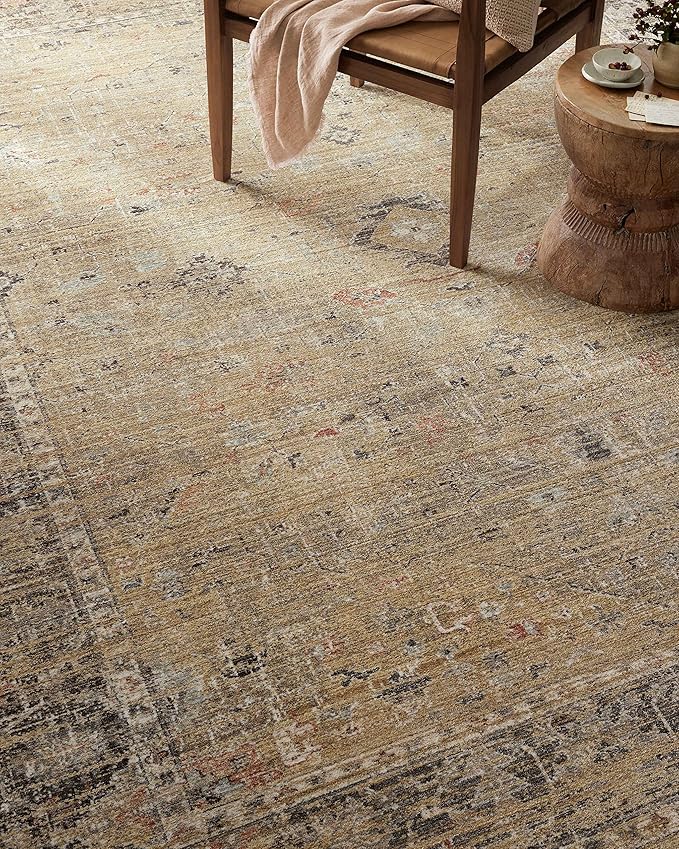 Loloi Magnolia Home by Joanna Gaines Millie Collection MIE-03 Gold/Charcoal 2'-7" x 10'-0", .25" Pile Height, Runner Rug