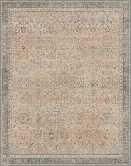 8x10 Area Rug Machine Washable Boho Rug for Living Room,Ultra-Thin Low Pile Carpet,Lightweight Indoor Printed Rug,Non Slip Floral Area Rug for Bedroom, Dining Room, Home Office,Light Beige