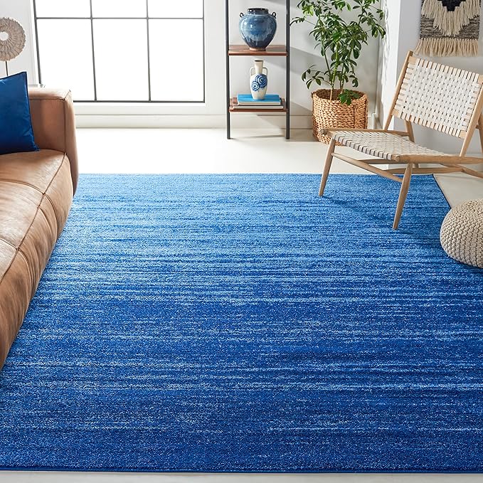 SAFAVIEH Adirondack Collection Area Rug - 10' Square, Light Blue & Dark Blue, Modern Ombre Design, Non Shedding & Easy to Clean, Ideal for Living Room, Bedroom, Office, Dining Space (ADR113F)