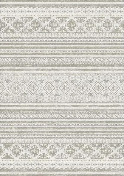 RUGSURE Washable Area Rugs 6' x 9' - 1/6 Thick - Moroccan-Inspired -Stain & Water Resistant Non-Slip - Resistant Rug for Living Room, Bedroom, Nursery, Pet & Child Friendly (Grey)