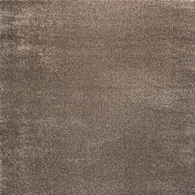 Eyely UES100J-6SQ Supersoft Haze Solid Low-Pile Indoor Area Rug, Coastal, Bohemian, Minimalist, Classic, Casual for Bedroom,Kitchen,Living Room,Non Shedding,Easy-Washing, Brown, 6' Square