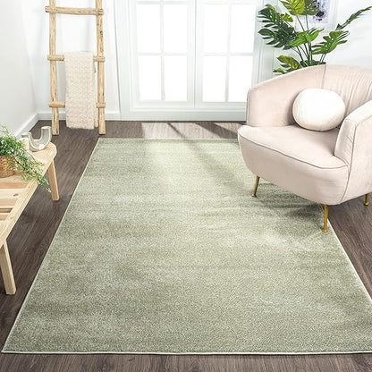Eyely UES100O-8 Supersoft Haze Solid Low-Pile Indoor Area Rug Casual;Contemporary;Solid;Traditional, Bedroom, Kitchen, Living Room, Easy-Cleaning, Non-Shedding, 8 X 10, Green