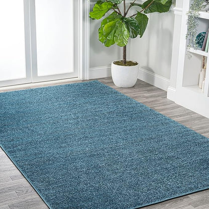 JONATHAN Y Haze Solid Low-Pile Turquoise Indoor Area Rug 8x10, Coastal,Bohemian,Minimalist,Classic, Easy-Cleaning for Living Room,Bedroom,Kitchen,Pet Friendly,Non-Shedding (SEU100H-8)