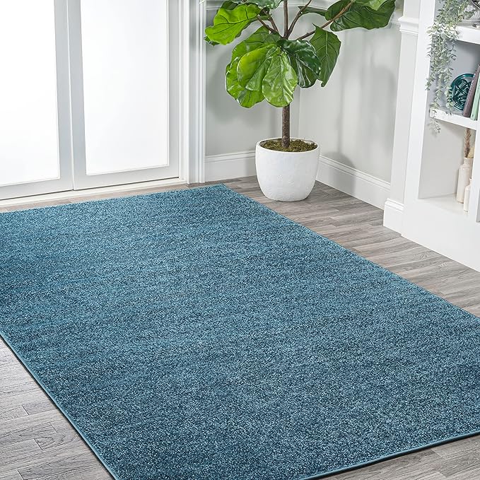 Eyely UES100H-6 Supersoft Haze Solid Low-Pile Indoor Area Rug, Coastal, Bohemian, Minimalist, Classic, Casual for Bedroom,Kitchen,Living Room,Non Shedding,Easy-Washing, Blue, 6 X 9