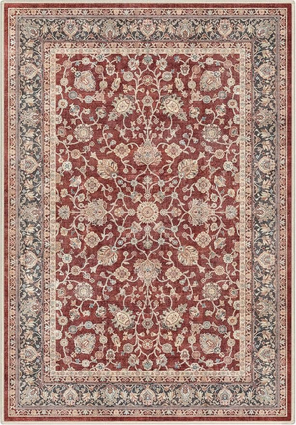 Well Woven Asha Rome Red 3'3" x 5' Area Rug - Oriental Floral Pattern, Easy Clean, Floor-Friendly Backing - for Living Room, Bedroom, and Dining Room