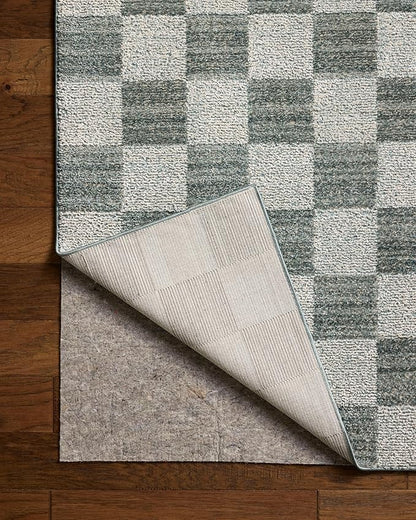 Loloi Chris Loves Julia Calvin Collection CLV-01 Blue/Ivory 2'-7" x 10'-0" Runner Rug Checkered Neutral Soft Living Room Bedroom Carpet