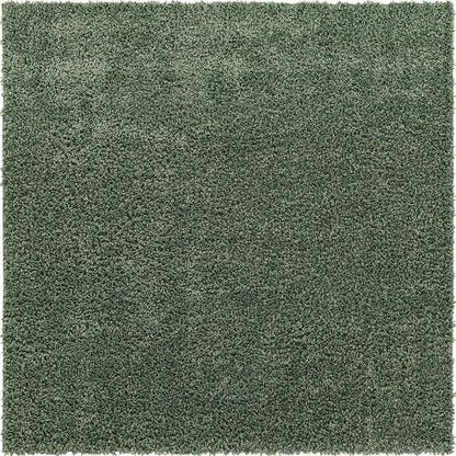 Unique Loom Davos Shag Collection Area Rug - Solid (7' 1" Square, Sage)