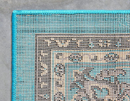 Unique Loom Sialk Hill Collection Area Rug - Washington (7' 1" x 10' Rectangle Turquoise/Black)