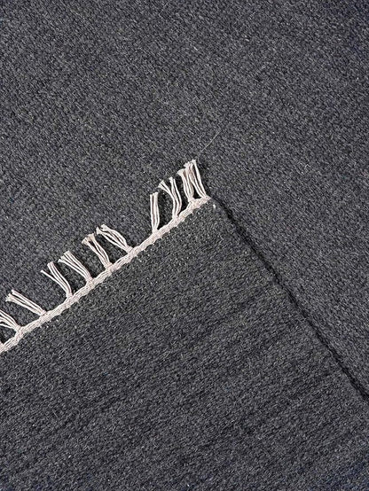 Rugsotic Carpets Hand Woven Flat Weave Kilim Wool ECO-Friendly Area Rugs - 8'x10', Rectangle Shape, Charcoal Color, Solid Plain Design, Low Pile Handmade Rugs for Living Room, Bed Room (D00111)