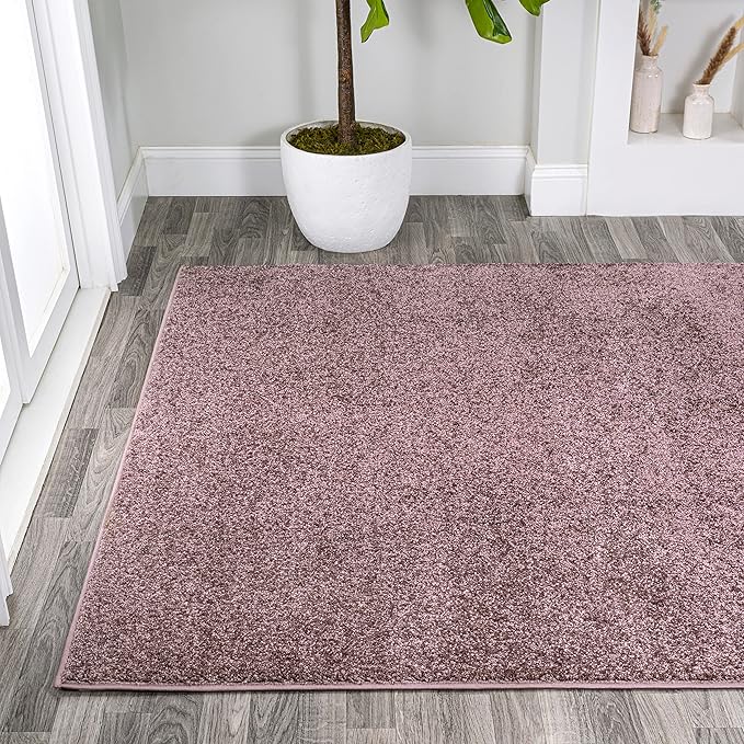 Eyely UES100R-4 Supersoft Haze Solid Low-Pile Indoor Area Rug Casual;Contemporary;Solid;Traditional, Bedroom, Kitchen, Living Room, Easy-Cleaning, Non-Shedding, 4 X 6, Light Purple