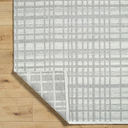 Mark&Day Wool Rugs, 5x8 Ishaq Solid and Border Light Grey Area Rug, Grey Ivory Carpet for Living Room, Bedroom or Kitchen (5' x 7'6")