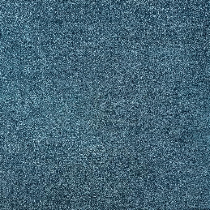 Eyely UES100H-6SQ Supersoft Haze Solid Low-Pile Indoor Area Rug, Coastal, Bohemian, Minimalist, Classic, Casual for Bedroom,Kitchen,Living Room,Non Shedding,Easy-Washing, Blue, 6' Square