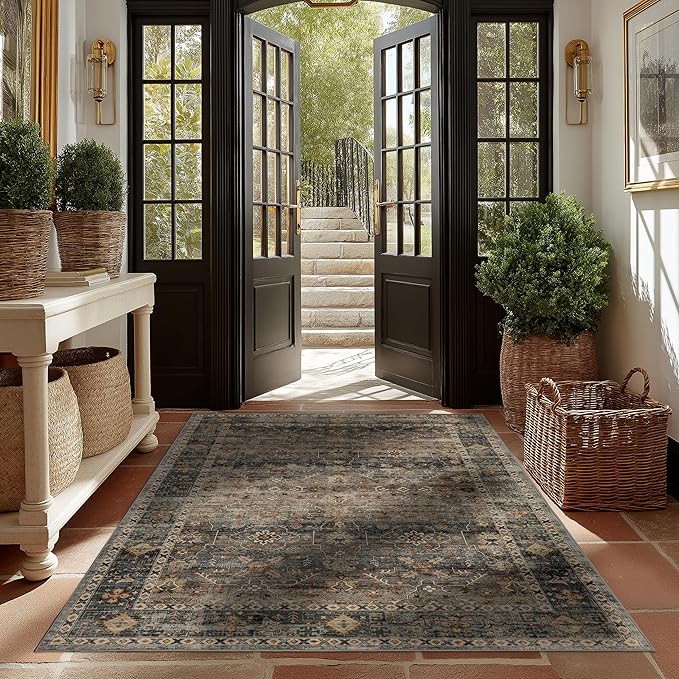 Area Rug Non Slip Machine Washable Ultra Soft Living Room/Bedroom/Kitchen/Outdoor/Classroom Camel, 5'×7'