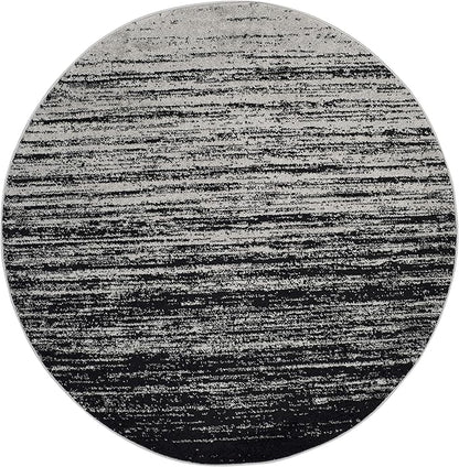 SAFAVIEH Adirondack Collection Area Rug - 10' Round, Silver & Black, Modern Ombre Design, Non Shedding & Easy to Clean, Ideal for Living Room, Bedroom, Office, Dining Space (ADR113A)