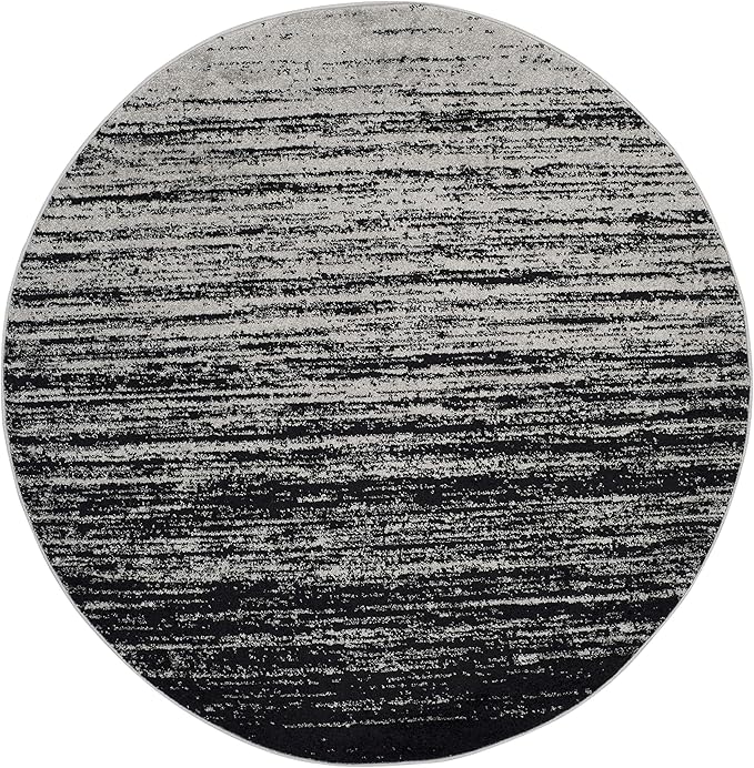 SAFAVIEH Adirondack Collection Area Rug - 12' Round, Silver & Black, Modern Ombre Design, Non Shedding & Easy to Clean, Ideal for Living Room, Bedroom, Office, Dining Space (ADR113A)