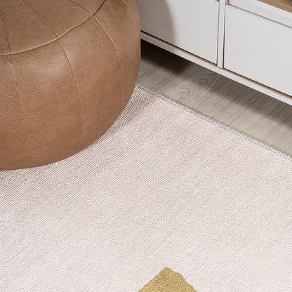 JONATHAN Y Machine Washable Cream/Moss Indoor Area Rug 3X5 ft, Luola Minimalist Geometric for Living Room, Bedroom, Kitchen, Office, Easy-Cleaning, High Traffic, Pet-Friendly, Non-Shedding WSH112A-3