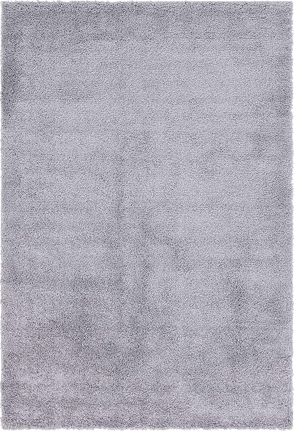 Unique Loom Davos Shag Collection Area Rug - Solid (7' 1" x 10' Rectangle, Sterling)