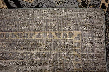 Unique Loom Taftan Collection Border Geometric Tribal Inspired Design Area Rug (8' 0 x 10' 0 Rectangular, Gray/ Black)