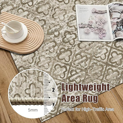 RUGSURE Washable Area Rugs, 4' x 6' - 1/6 Thick - Stain & Water Resistant Non-Slip - Perfect Resistant Rug for Living Room, Bedroom, Nursery, Pet & Child Friendly, Vibrant Colors Rugs, Brown