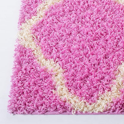 SAFAVIEH Area Rug 8x10 - Dallas Shag Collection - Large - Pink & Ivory, Trellis Pattern, Non-Shedding & Easy Cleaning, Plush Thick Pile, Ideal for Living Room, Bedroom, Dining Space (SGD257I)