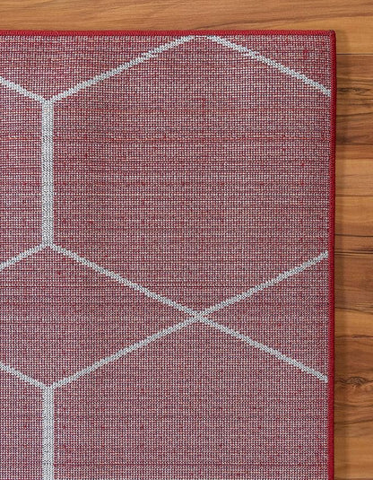 Unique Loom Trellis Frieze Collection Area Rug - Geometric (2' x 3' 1", Red/ Ivory)