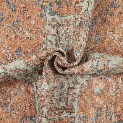 GLN Rugs Traditional Collection - Machine Washable Area Rug, Traditional Washable, Non Slip, Low Pile Chenille Rug, Living Room, Bedroom, Kitchen Rug (3' x 5' Terra/Multicolor)