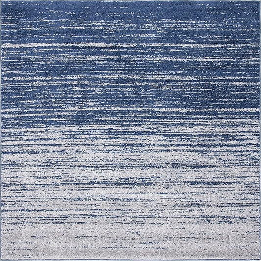 SAFAVIEH Adirondack Collection Area Rug - 11' Square, Navy & Grey, Modern Ombre Design, Non Shedding & Easy to Clean, Ideal for Living Room, Bedroom, Office, Dining Space (ADR113E)