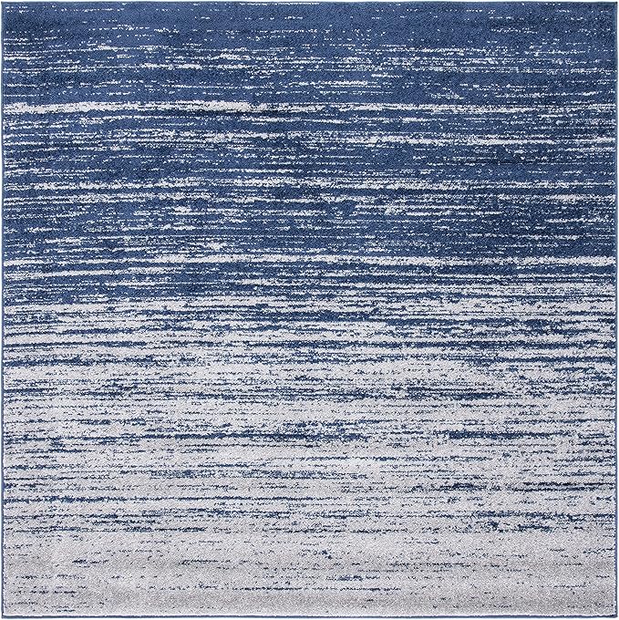 SAFAVIEH Adirondack Collection Area Rug - 6'7" Square, Navy & Grey, Modern Ombre Design, Non Shedding & Easy to Clean, Ideal for Living Room, Bedroom, Office, Dining Space (ADR113E)