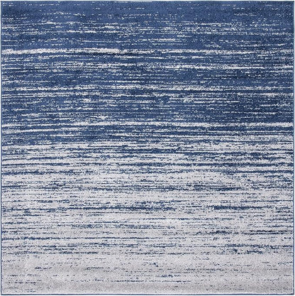SAFAVIEH Adirondack Collection Area Rug - 10' Square, Navy & Grey, Modern Ombre Design, Non Shedding & Easy to Clean, Ideal for Living Room, Bedroom, Office, Dining Space (ADR113E)