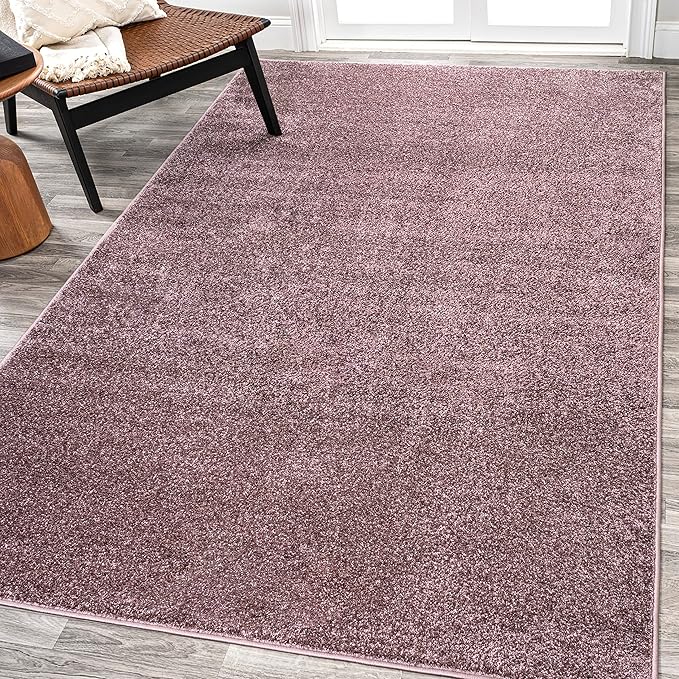 Eyely UES100R-5 Supersoft Haze Solid Low-Pile Indoor Area Rug Casual;Contemporary;Solid;Traditional, Bedroom, Kitchen, Living Room, Easy-Cleaning, Non-Shedding, 5 X 8, Light Purple
