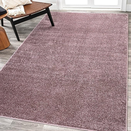 Eyely UES100R-15 Supersoft Haze Solid Low-Pile Indoor Area Rug, Coastal, Bohemian, Minimalist, Classic, Casual for Bedroom,Kitchen,Living Room,Non Shedding,Easy-Washing, Purple, 12 X 15