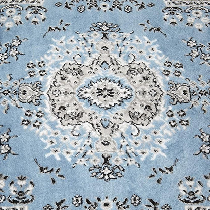 Home Dynamix Premium Sakarya Traditional Medallion Border Area Rug, Blue, 1'9"x7'2" Runner