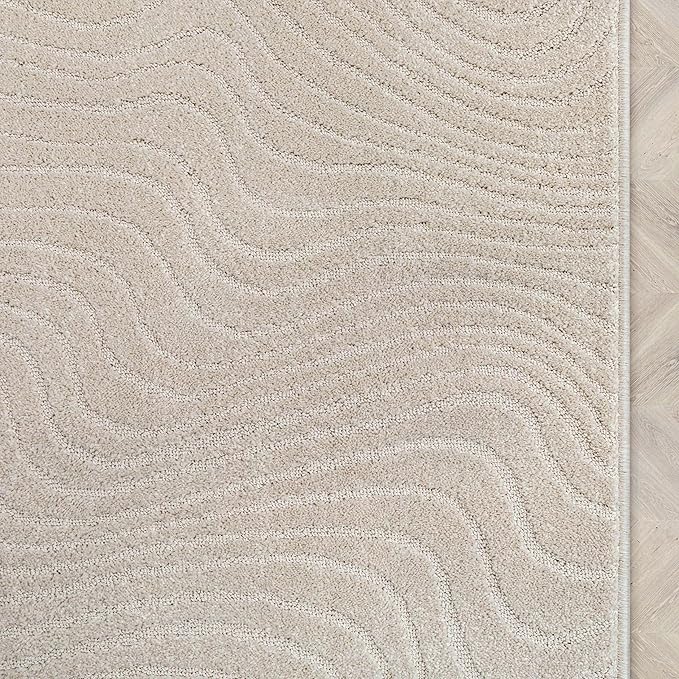 Well Woven Custom Size Hallway Stair Runner - Choose Your Length - 27 Inches Wide x 40 Feet Long Runner (27" x 40' Runner) Rug - Ivory Sibi Soft Touch, Modern Abstract - Hi-Lo Pile