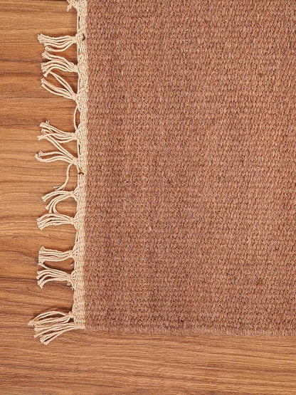 Rugsotic Carpets Hand Woven Flat Weave Kilim Wool ECO-Friendly Area Rugs - 9'x12', Rectangle Shape, Light Brown Color, Solid Plain Design, Low Pile Handmade Rugs for Living Room (D00111)