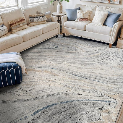 Rugshop Marble Swirl Distressed Gray Area Rug 5' x 7' Ideal for Medium Living Rooms, Bedrooms, or Under Dining Tables