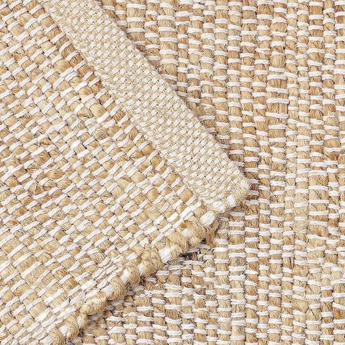 REDEARTH · Jute Cotton Area Rug - 9'x12' Rectangular Rug, Sustainable Handwoven, Non-Shedding, Soft & Durable – Reversible, Neutral Tones for Home Décor in Living Room, Dining Room, Bedroom