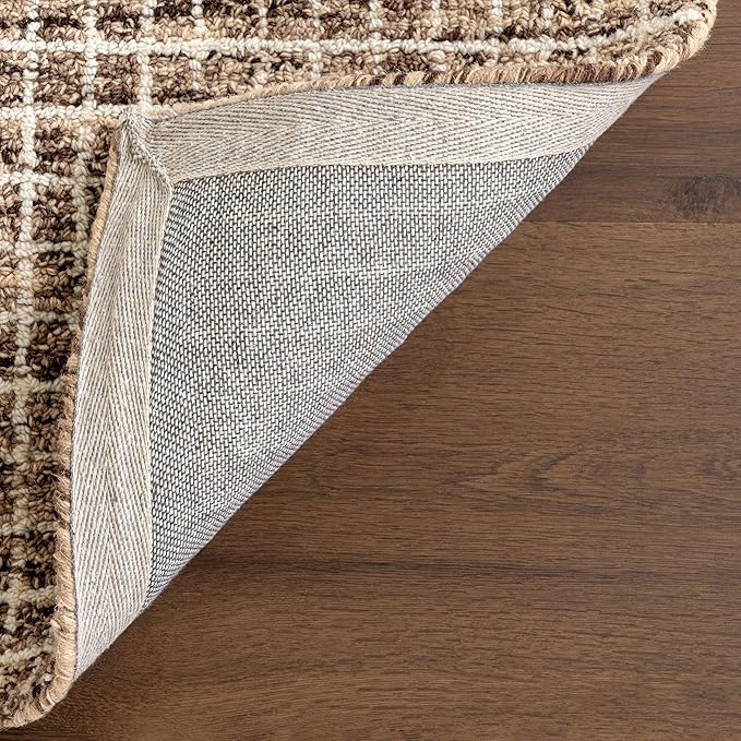 Rugs USA Melrose Handmade, Brown/Ivory, 6' x 9', Wool & Cotton, Soft and Cozy, High Traffic, Stain Resistant, Easy Clean, Durable Area Rug for Bedroom, Living Room, Dining Space, Den, Foyer, Entryway