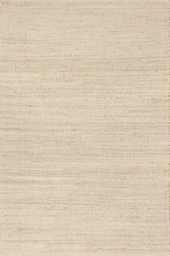 nuLOOM 10x14 Elfriede Jute & Cotton Hand Woven Area Rug, Natural, Solid Rustic Farmhouse Style, Weaved Design, Natural Fiber, For Bedroom, Living Room, Dining Room, Hallway, Office, Entryway