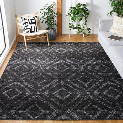 SAFAVIEH Adirondack Collection Area Rug - 10' x 14', Dark Grey & Grey, Modern Diamond Distressed Design, Non-Shedding & Easy Care, Ideal for High Traffic Areas in Living Room, Bedroom (ADR131F)