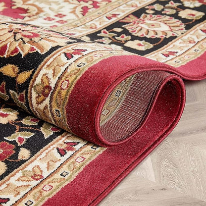 Well Woven Barclay Collection Medallion Kashan Red 8 ft Round Rug - for Living Room, Bedroom, and Dining Room