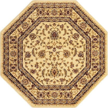 Unique Loom Voyage Collection Traditional Oriental Classic Area Rug (5' 0 x 5' 0 Octagonalal, Ivory/Gold)