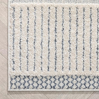 Well Woven Harlow Collection Briar Light Blue - Modern Tribal Minimalist Geometric 5x7 Area Rug - Ideal for Living Room, Dining Room & Bedroom - Durable, Stain Resistant & Easy to Clean