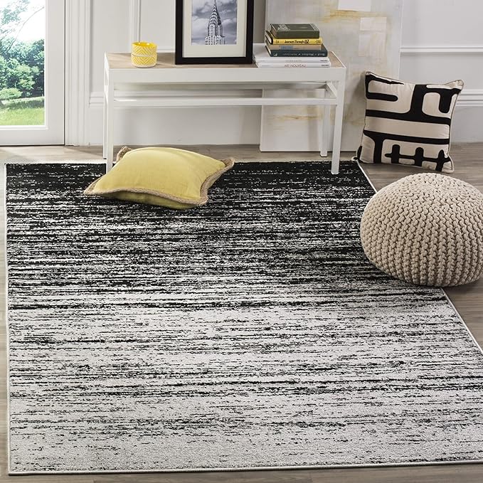 SAFAVIEH Area Rug 11x15 - Adirondack Collection - Large - Silver & Black, Modern Ombre Design, Non Shedding & Easy to Clean, Ideal for Living Room, Bedroom, Office, Dining Space (ADR113A)