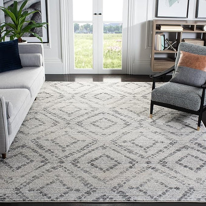 SAFAVIEH Area Rug 8x10 - Adirondack Collection - Large - Light Grey & Grey, Geometric Trellis Pattern, Non-Shedding & Easy Cleaning, Ideal for Living Room, Bedroom, Office, Dining Space (ADR131C)
