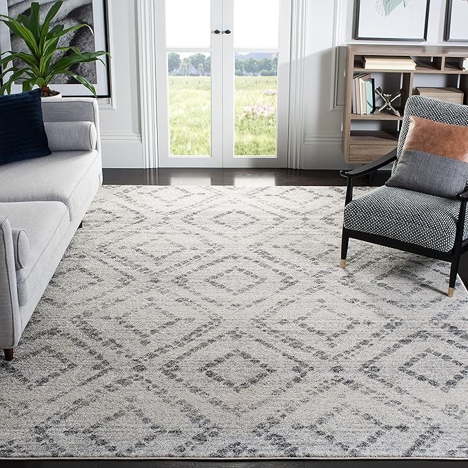 SAFAVIEH Adirondack Collection X-Large Area Rug - 11' x 15', Light Grey & Grey, Modern Distressed Design, Non-Shedding & Easy Care, Ideal for High Traffic Areas in Living Room, Bedroom (ADR131C)