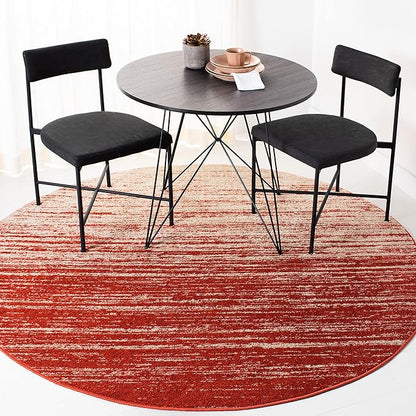 SAFAVIEH Adirondack Collection Area Rug - 6'7" Round, Orange & Grey, Modern Ombre Design, Non Shedding & Easy to Clean, Ideal for Living Room, Bedroom, Office, Dining Space (ADR113P)