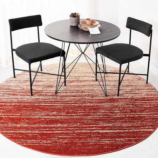SAFAVIEH Adirondack Collection Area Rug - 6'7" Round, Orange & Grey, Modern Ombre Design, Non Shedding & Easy to Clean, Ideal for Living Room, Bedroom, Office, Dining Space (ADR113P)