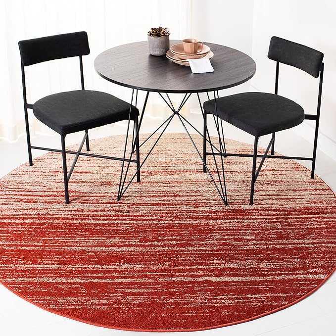 SAFAVIEH Adirondack Collection Area Rug - 4' Round, Orange & Grey, Modern Ombre Design, Non Shedding & Easy to Clean, Ideal for Living Room, Bedroom, Office, Dining Space (ADR113P)